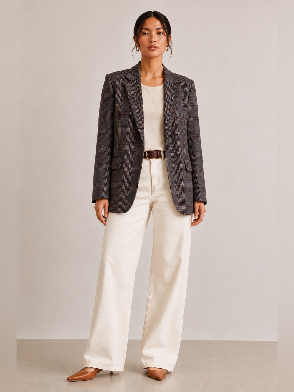 Madewell Larsen Oversized Glen Plaid Blazer Idris Italian Wool Blend blazer
